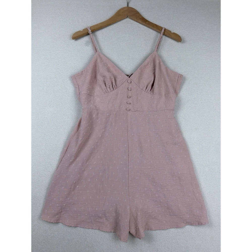 Papaya Milkmaid Romper Womens Size L Pink Beach Festival Preppy Coastal Boho